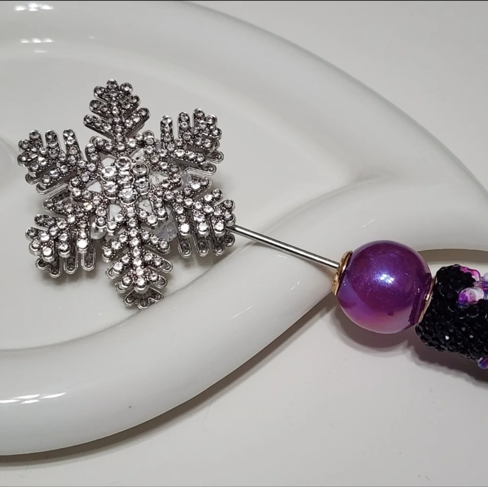 Snowflake‎ Fancy Bead Silver Rhinestone Beads Phone Chain Beaded Pen Jewelry